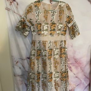 NWOT Boutique Floral Lace MIDI Dress